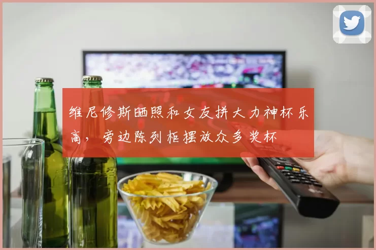 维尼修斯晒照和女友拼大力神杯乐高，旁边陈列柜摆放众多奖杯